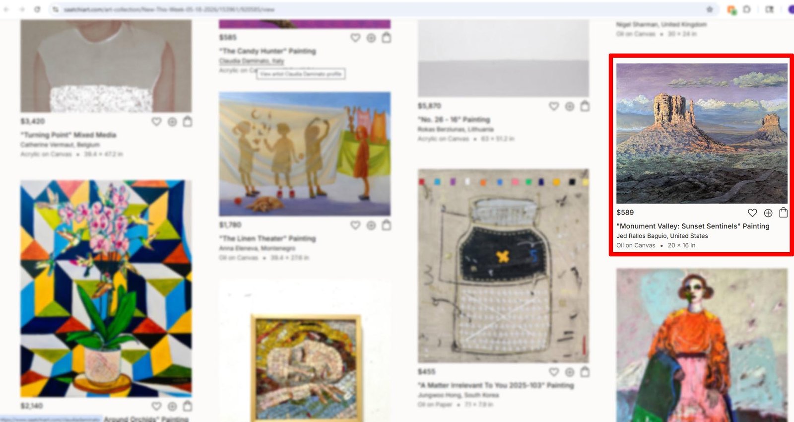 Honored to Be Featured Among 99 Curated Works on the Front Page of Saatchi Art